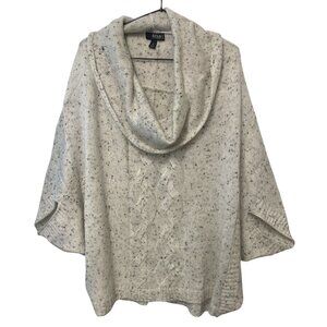 Cowl Neck Cable Knit Dolman Speckled Sweater 1X Boho Comfort Oversized